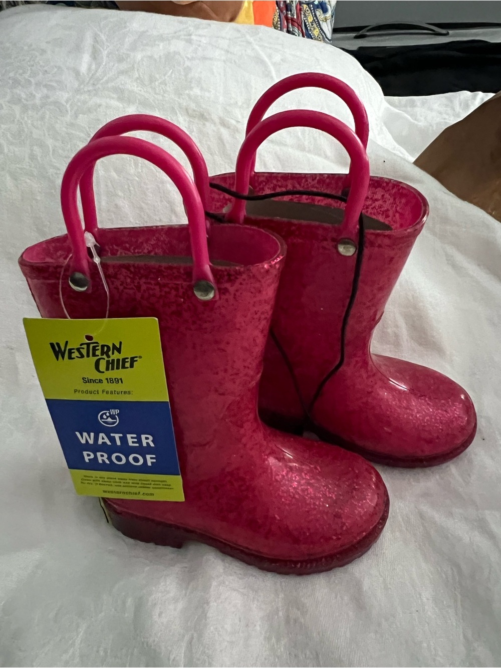 Western Chief Pink Waterproof Pull-Handle Rain Boots NWT